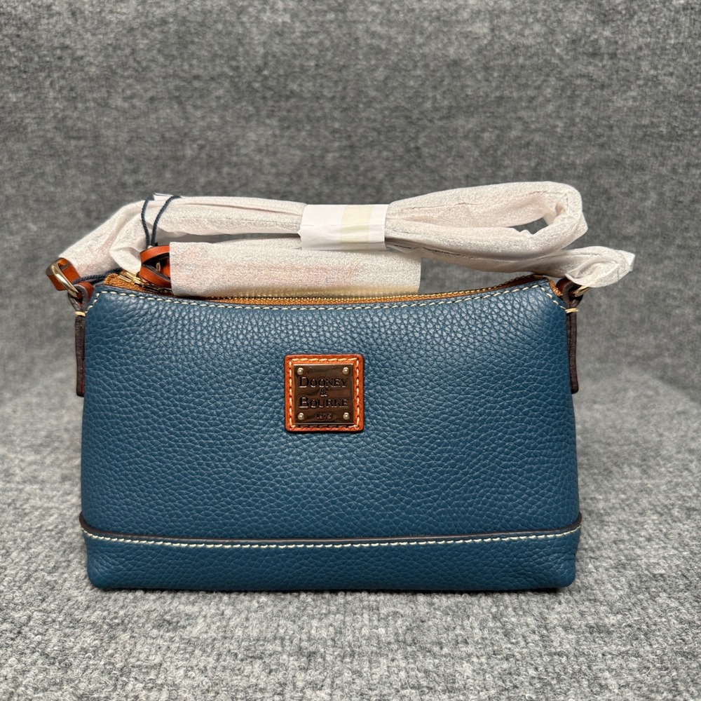 Dooney & Bourke Lizie Crossbody Bag Jeans Blue Pebble Leather Adjustable Strap
